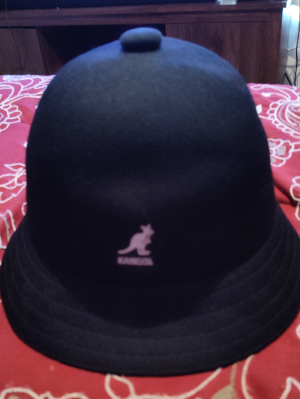 Kangol Black Wool Casual Bucket Hat with Logo